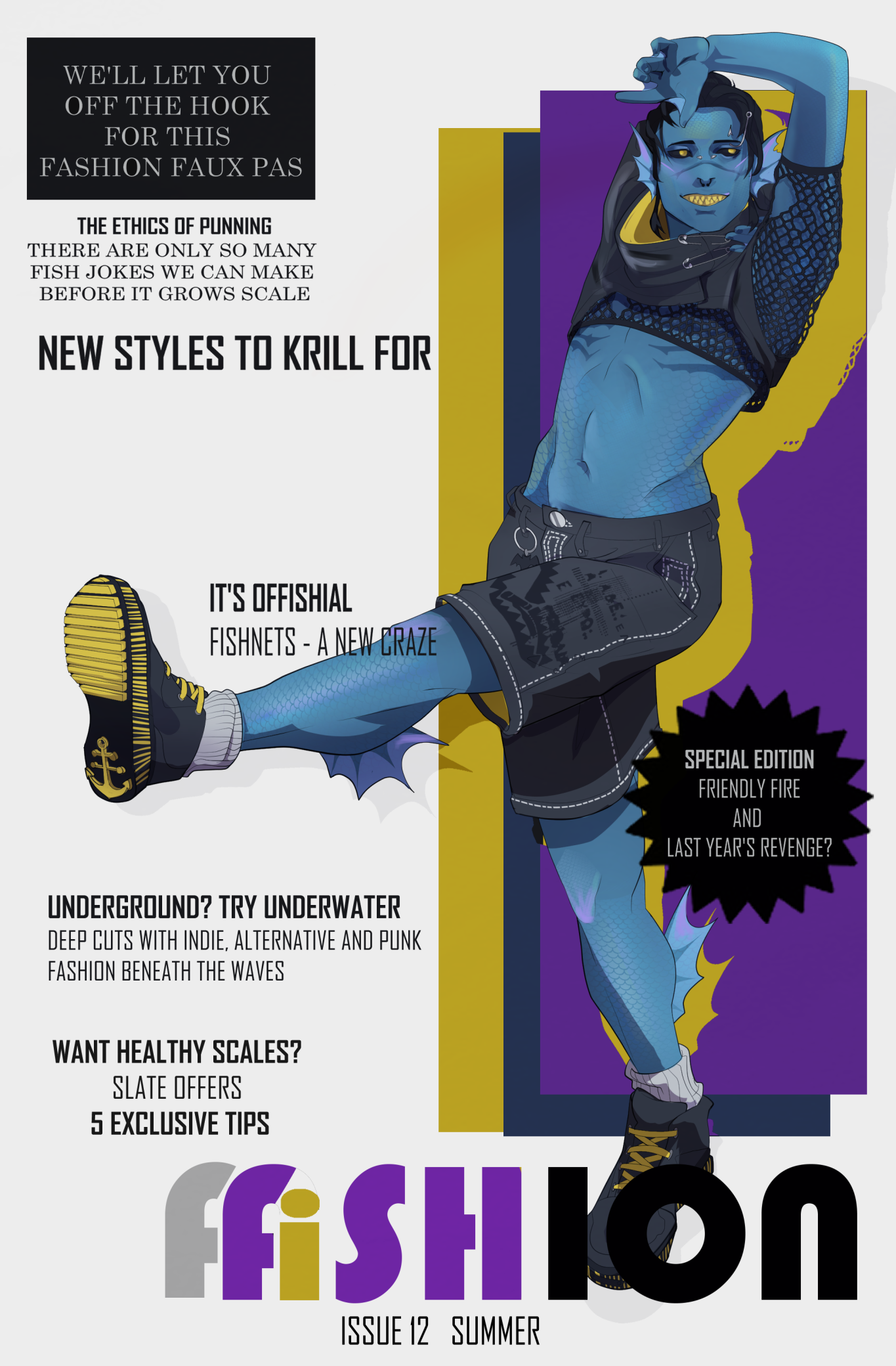 Slate posing for a fashion magazine cover.