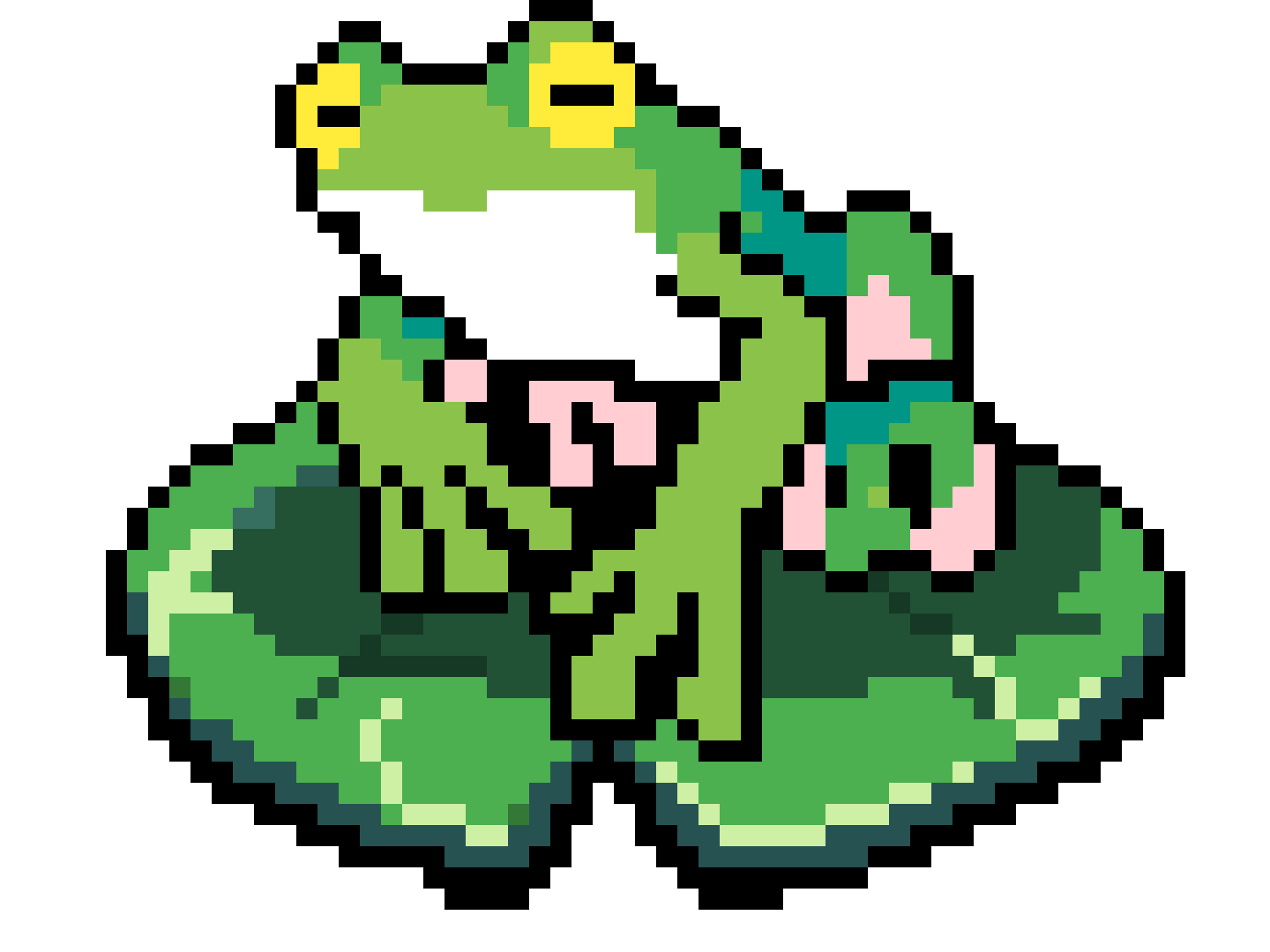 gif of a pixel art frog slowly blinking at you
